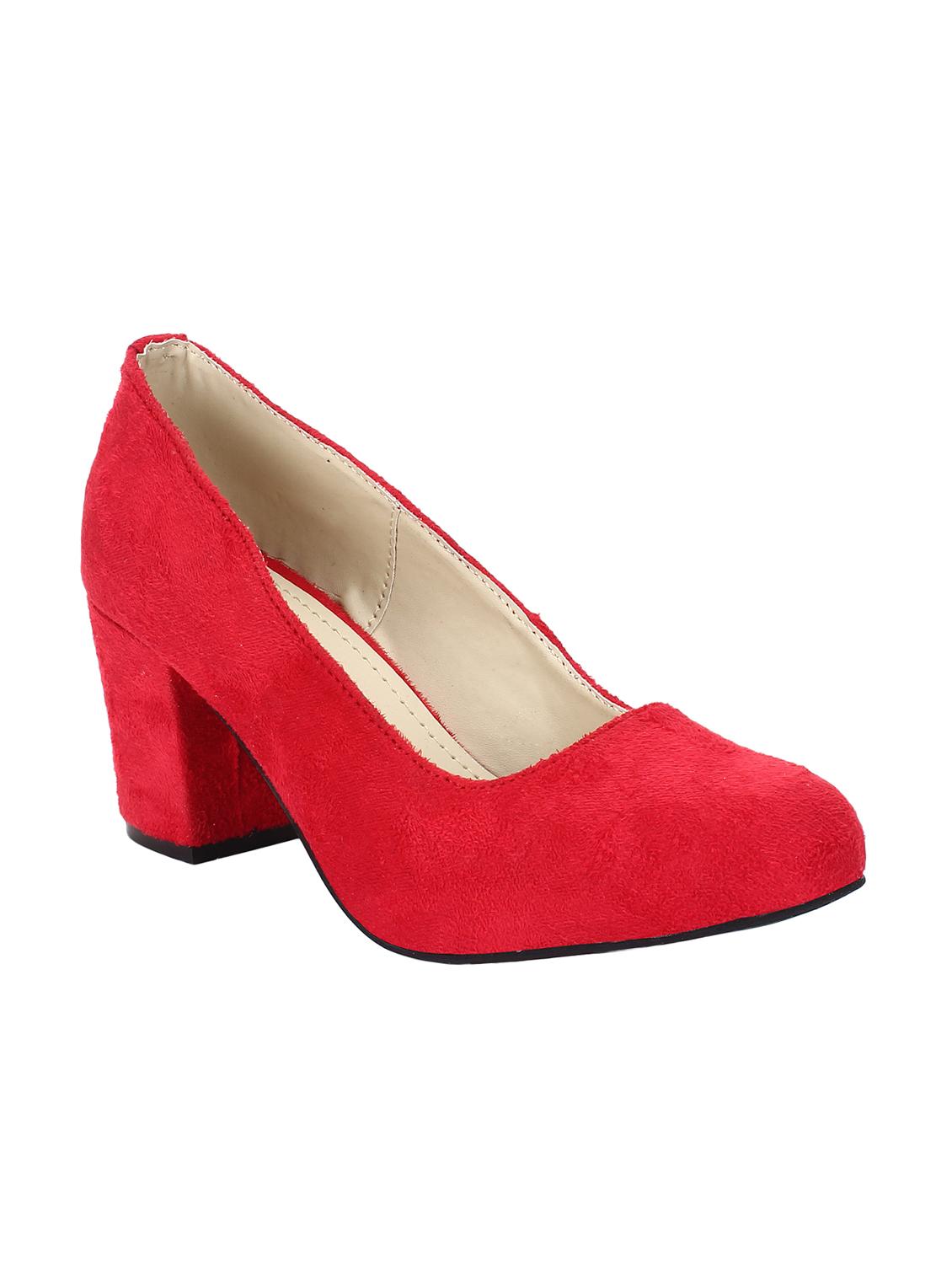 red pu slip on pumps - 15326257 - Zoom Image - 1