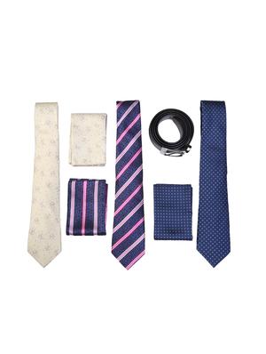 multi colored micro fiber tie with pocket square and belt - 15326425 - Standard Image - 1