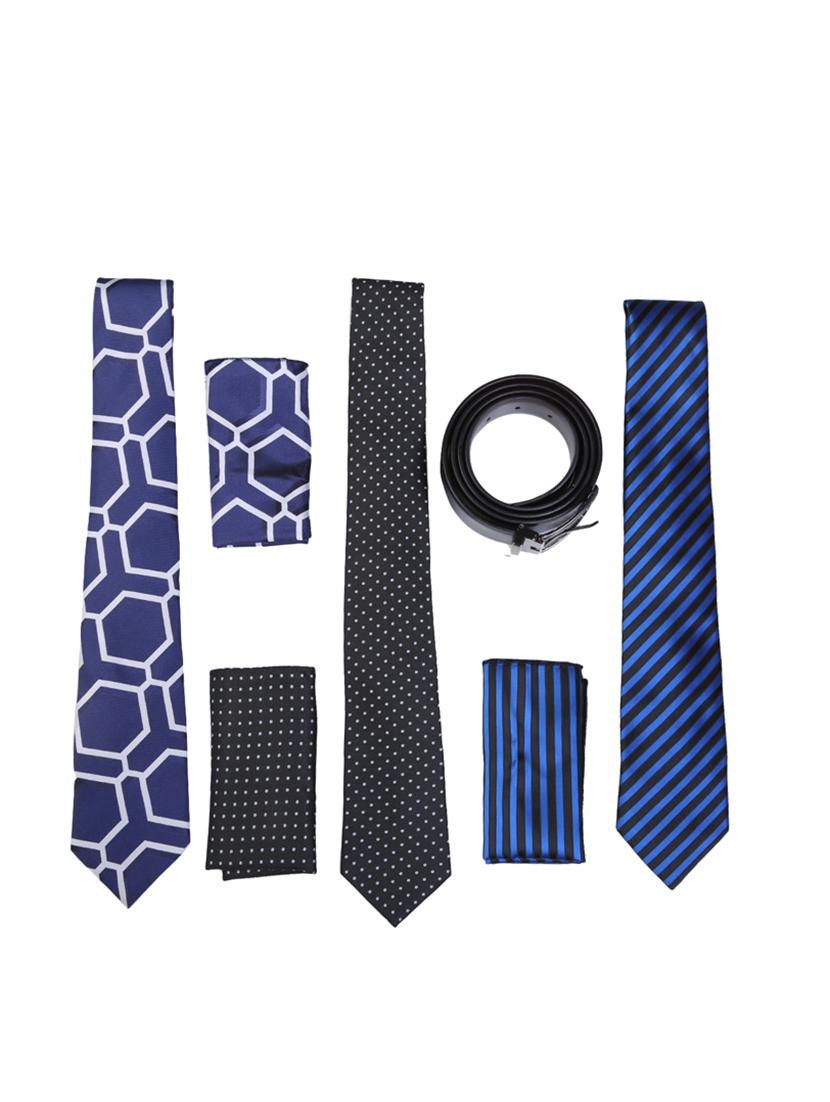 blue tie with belt and pocket square - 15326427 - Zoom Image - 1
