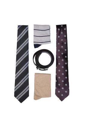 multi colored micro fiber tie with socks and belt - 15326428 - Standard Image - 1