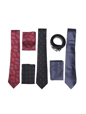 multi colored micro fiber tie with belt and pocket square - 15326430 - Standard Image - 1