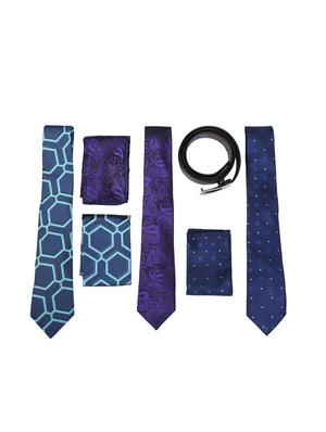 multi colored micro fiber tie with belt and pocketsquare - 15326431 - Standard Image - 1