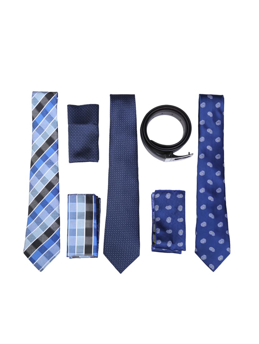 multi colored micro fiber tie with belt and pocket square - 15326432 - Zoom Image - 1