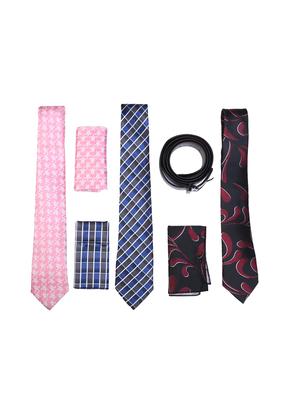 multi colored micro fiber tie pocketsquare and belt - 15326435 - Standard Image - 1