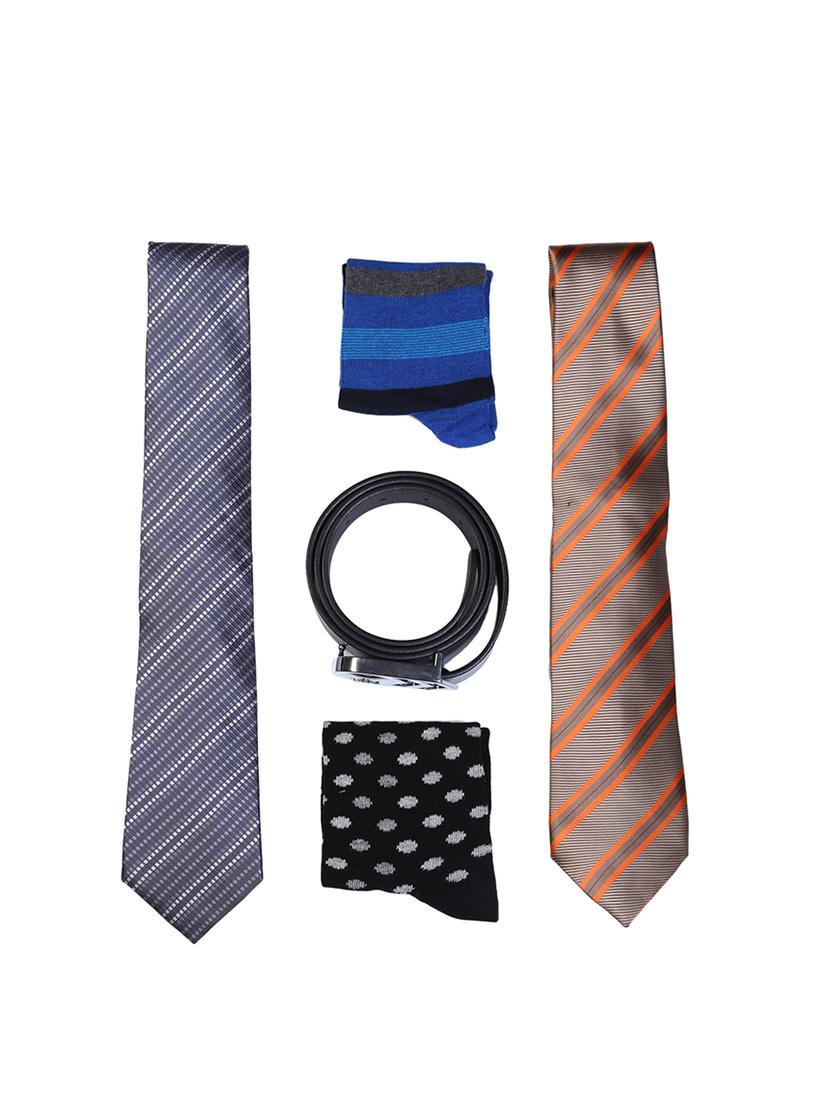 multi colored micro fiber tie socks and belt - 15326438 - Zoom Image - 1