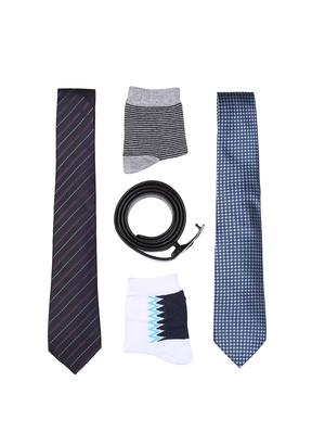 multi colored micro fiber tie with socks and belt - 15326443 - Standard Image - 1
