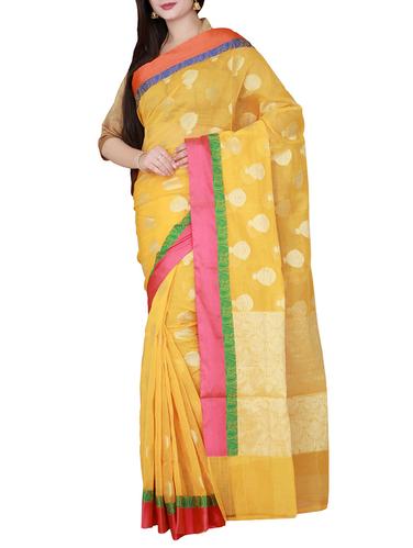 zari work woven yellow saree with blouse - 15326840 - Very Small Image - 1
