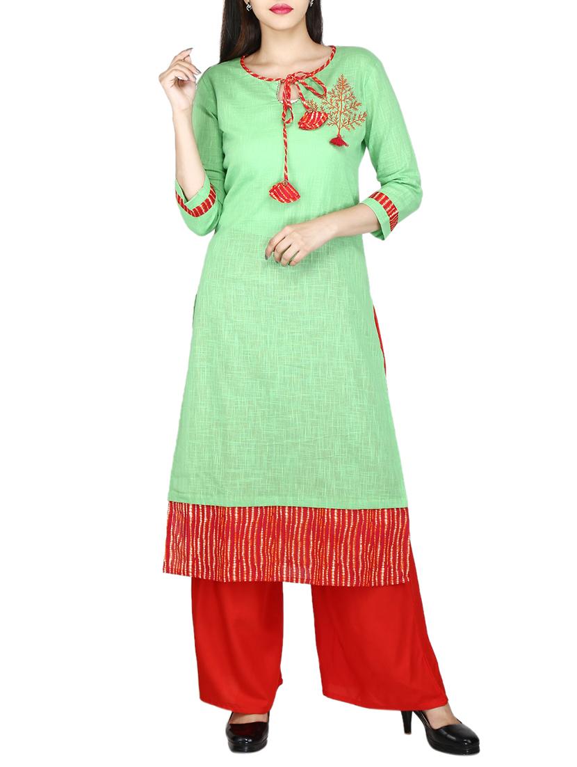 embroidered straight kurta - 15327108 - Zoom Image - 1