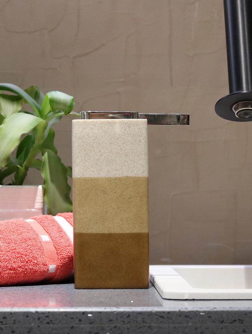 liquid soap dispenser, brown polyresin soap dispenser for kitchen, bathroom or common basin - 15327194 - Zoom Image - 1