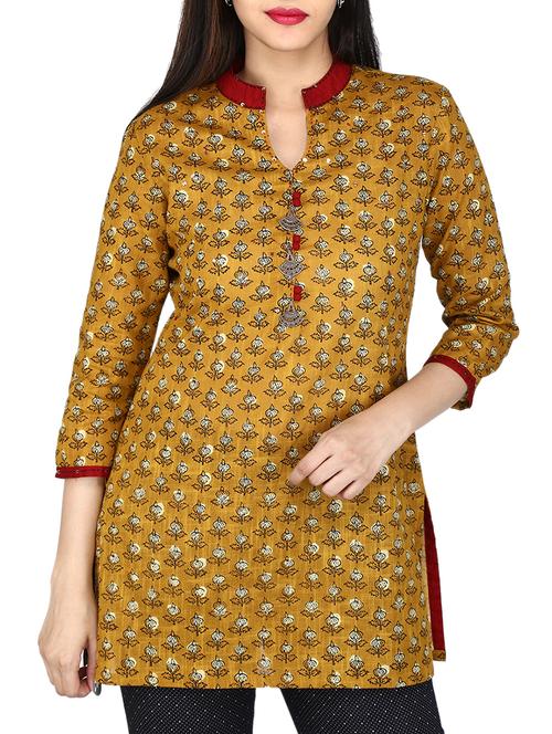cotton slub printed straight kurti - 15327201 - Standard Image - 1