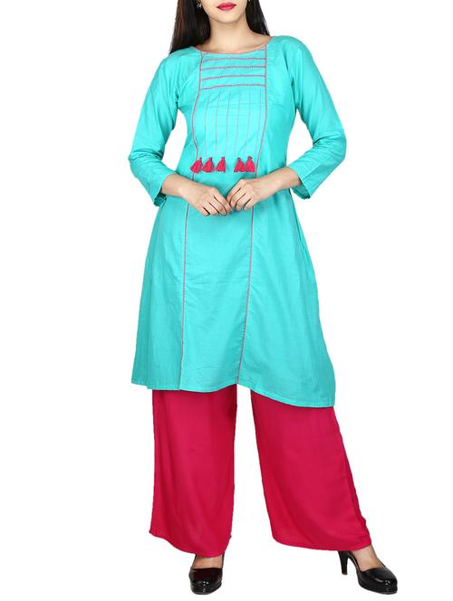 embroidered a-line kurta - 15327216 - Standard Image - 1