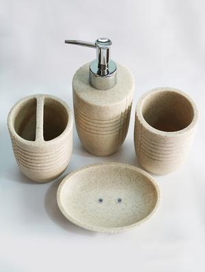 stand stone polyresin bath set collection of liquid soap dispenser, toothbrush holder, tumbler and soap dish - 15327392 - Standard Image - 3