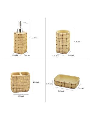 brown polyresin bath set collection of liquid soap dispenser, toothbrush holder, tumbler and soap dish - 15327410 - Standard Image - 4