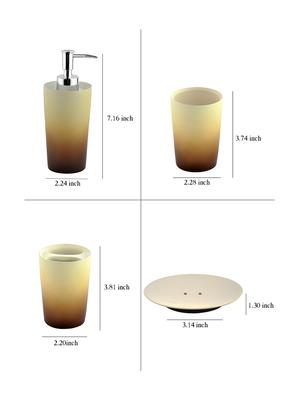multi color polyresin bath set collection of liquid soap dispenser, toothbrush holder, tumbler and soap dish - 15327416 - Standard Image - 4