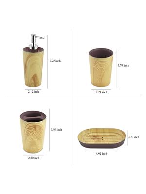 brown polyresin bath set collection of liquid soap dispenser, toothbrush holder, tumbler and soap dish - 15327417 - Standard Image - 4