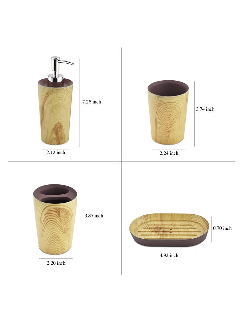 brown polyresin bath set collection of liquid soap dispenser, toothbrush holder, tumbler and soap dish - 15327417 - Zoom Image - 4