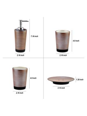 brown polyresin bath set collection of liquid soap dispenser, toothbrush holder, tumbler and soap dish - 15327419 - Standard Image - 4