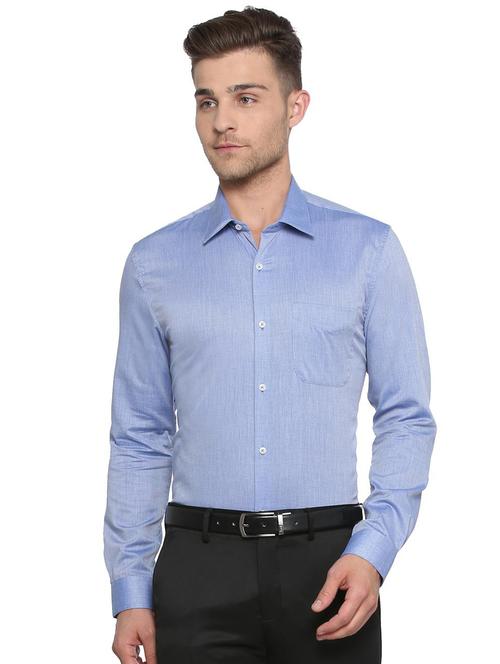 blue cotton formal shirt - 15327488 - Standard Image - 1
