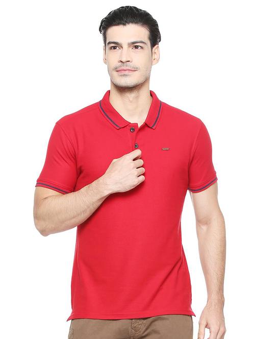 red cotton blend polo t-shirt - 15327971 - Standard Image - 1