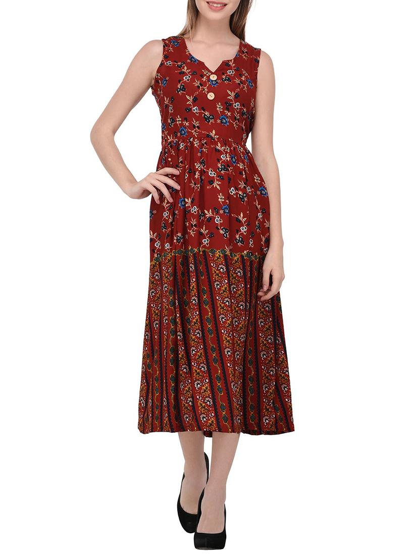 printed button detail a-line dress - 15328075 - Zoom Image - 1
