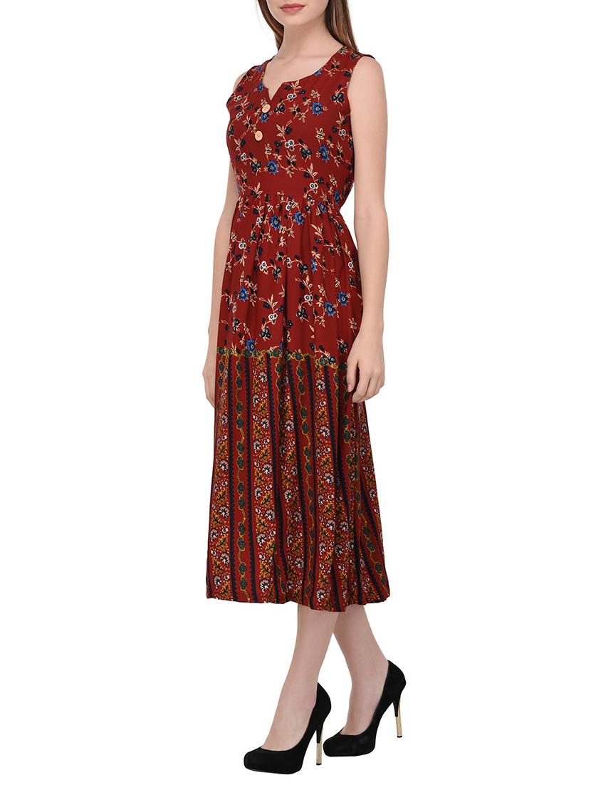 printed button detail a-line dress - 15328075 - Zoom Image - 2