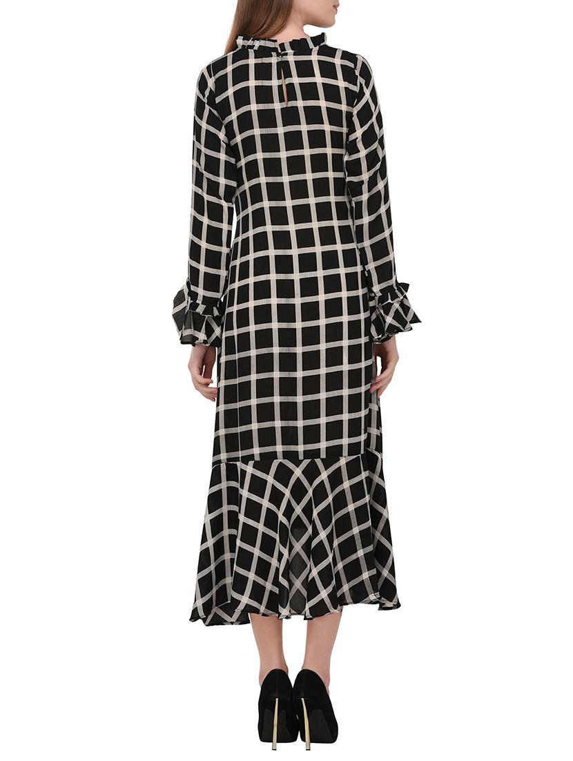 frill detail checked asymmetric dress - 15328076 - Zoom Image - 3