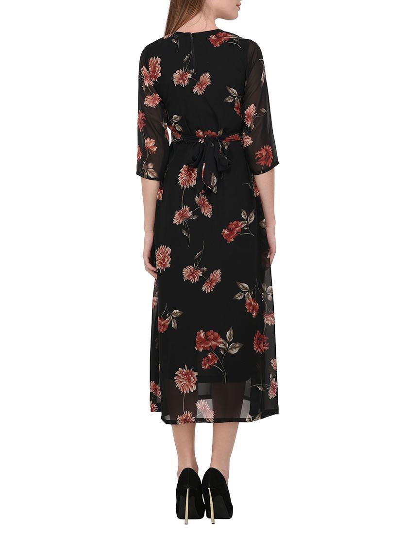 floral sheer sleeved a-line dress - 15328078 - Zoom Image - 3