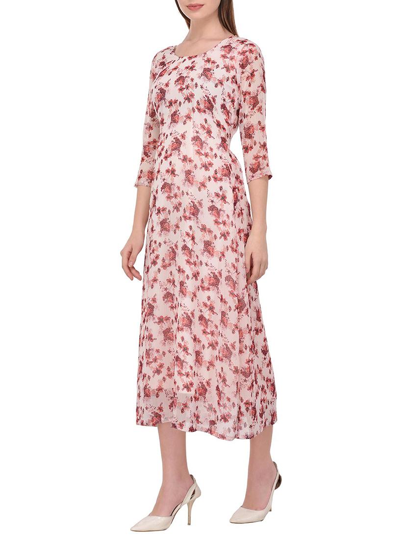 floral back tie knot a-line dress - 15328081 - Zoom Image - 2