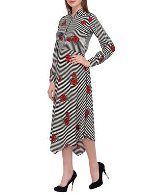 floral striped asymmetrical hem dress - 15328082 - Standard Image - 2