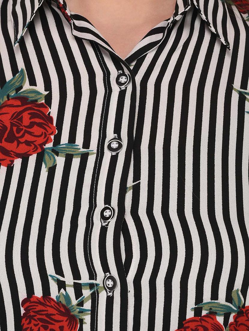 floral striped asymmetrical hem dress - 15328082 - Zoom Image - 4