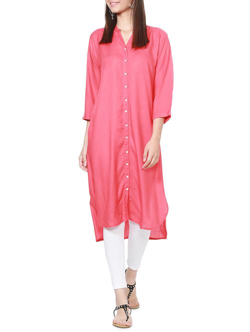 pink straight kurta - 15328197 - Standard Image - 1