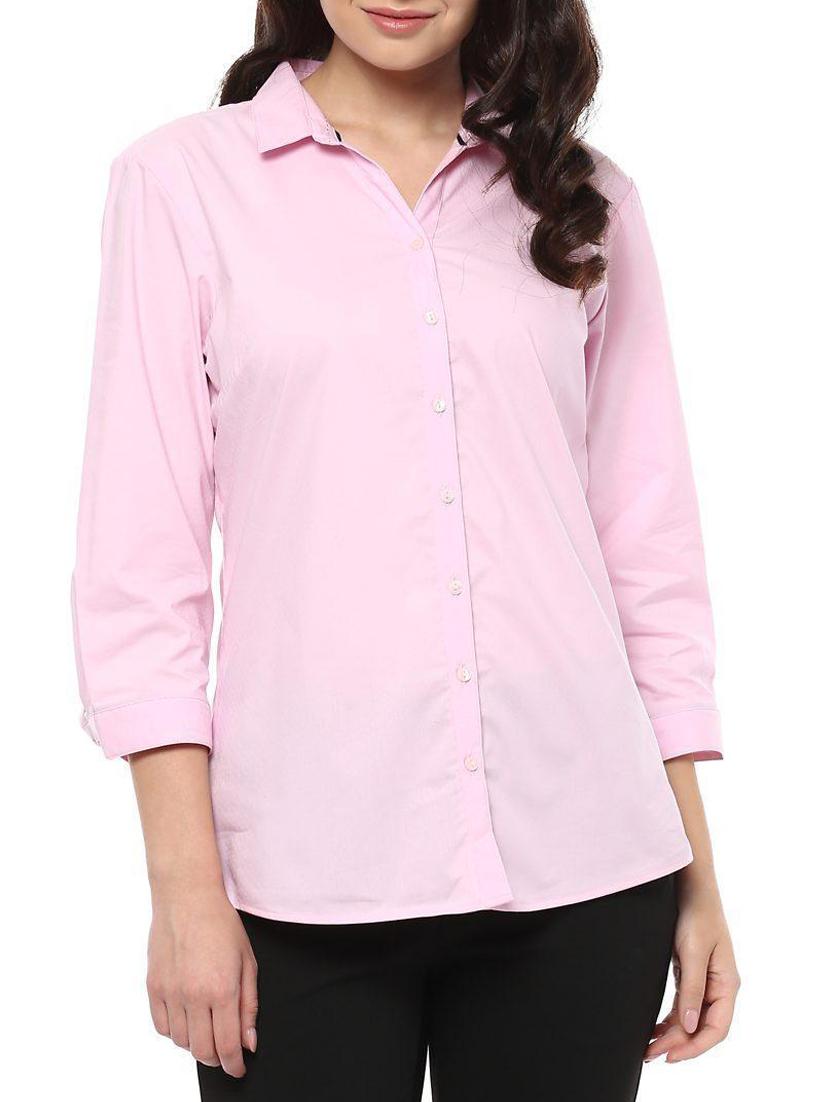solid three quarter sleeved shirt - 15328313 - Zoom Image - 1