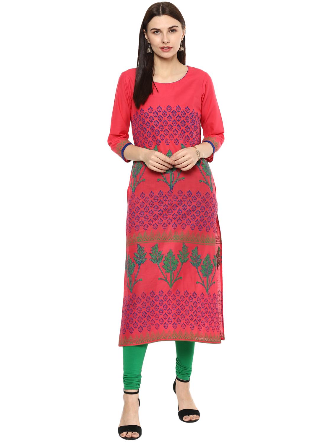 straight block print kurta - 15328387 - Zoom Image - 1