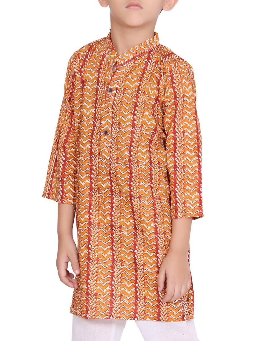 orange cotton kurta set - 15328404 - Zoom Image - 2