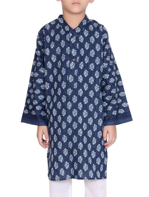 blue cotton kurta set - 15328412 - Standard Image - 1