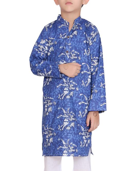 light blue cotton kurta set - 15328421 - Standard Image - 1