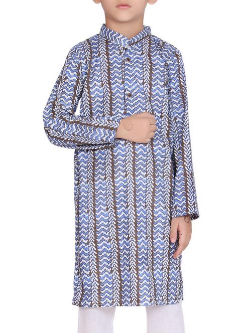 blue cotton kurta set - 15328422 - Standard Image - 1