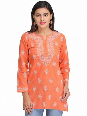 Chikankari straight kurti - 15328829 - Standard Image - 1