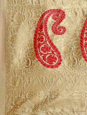 beige silk banarasi dupatta - 15329044 - Standard Image - 2