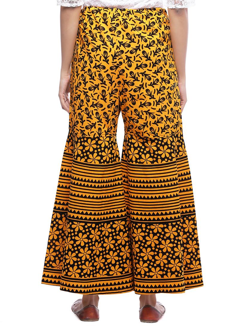 yellow cotton flared palazzo - 15330480 - Zoom Image - 3