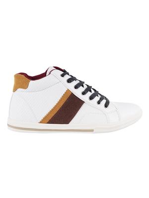 white leatherette lace up sneaker - 15330544 - Standard Image - 2