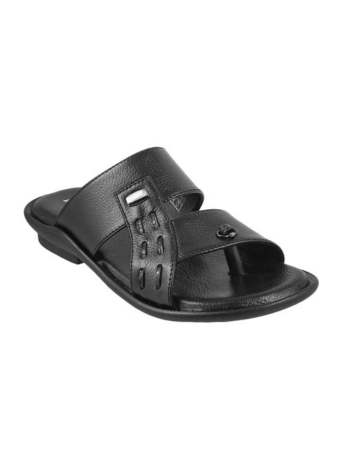black Leather slip on slipper - 15330619 - Standard Image - 1
