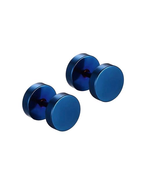 blue satin less steel studs earring - 15331718 - Standard Image - 1