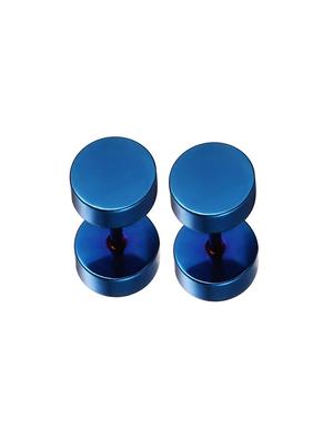 blue satin less steel studs earring - 15331718 - Standard Image - 2