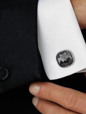 silver metal cufflink - 15332028 - Standard Image - 3