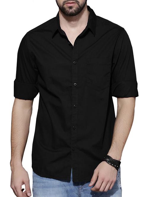 black cotton casual shirt - 15332082 - Standard Image - 1