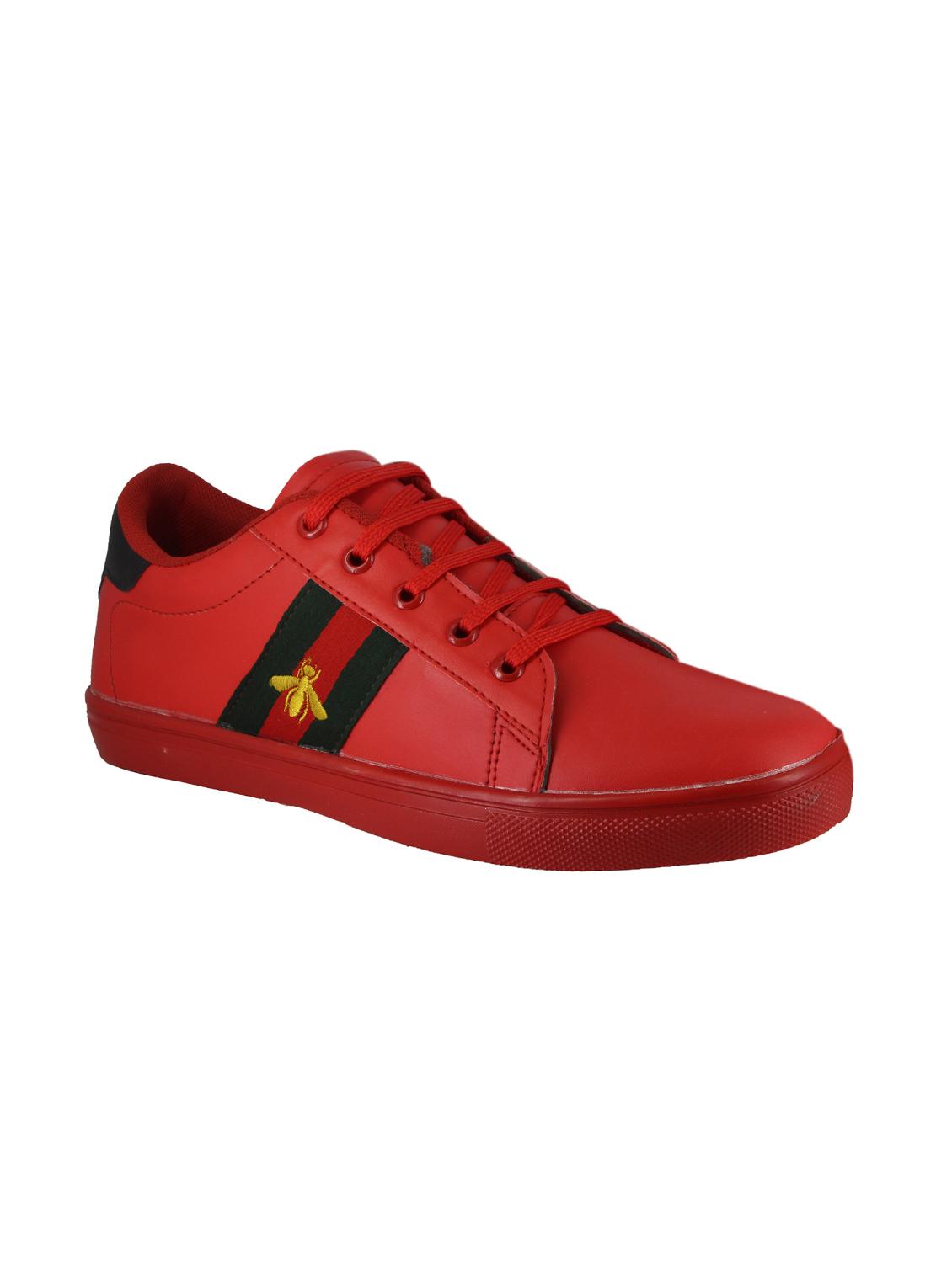 red leatherette lace up sneaker - 15332771 - Zoom Image - 1
