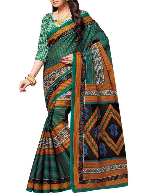geometric print cotton saree with blouse - 15332795 - Standard Image - 1
