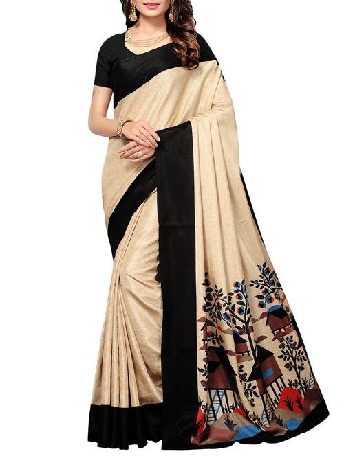 contrast border khadi saree with blouse - 15332833 - Very Small Image - 1