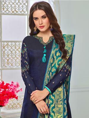 embroidered unstitched churidaar suit - 15333548 - Standard Image - 2